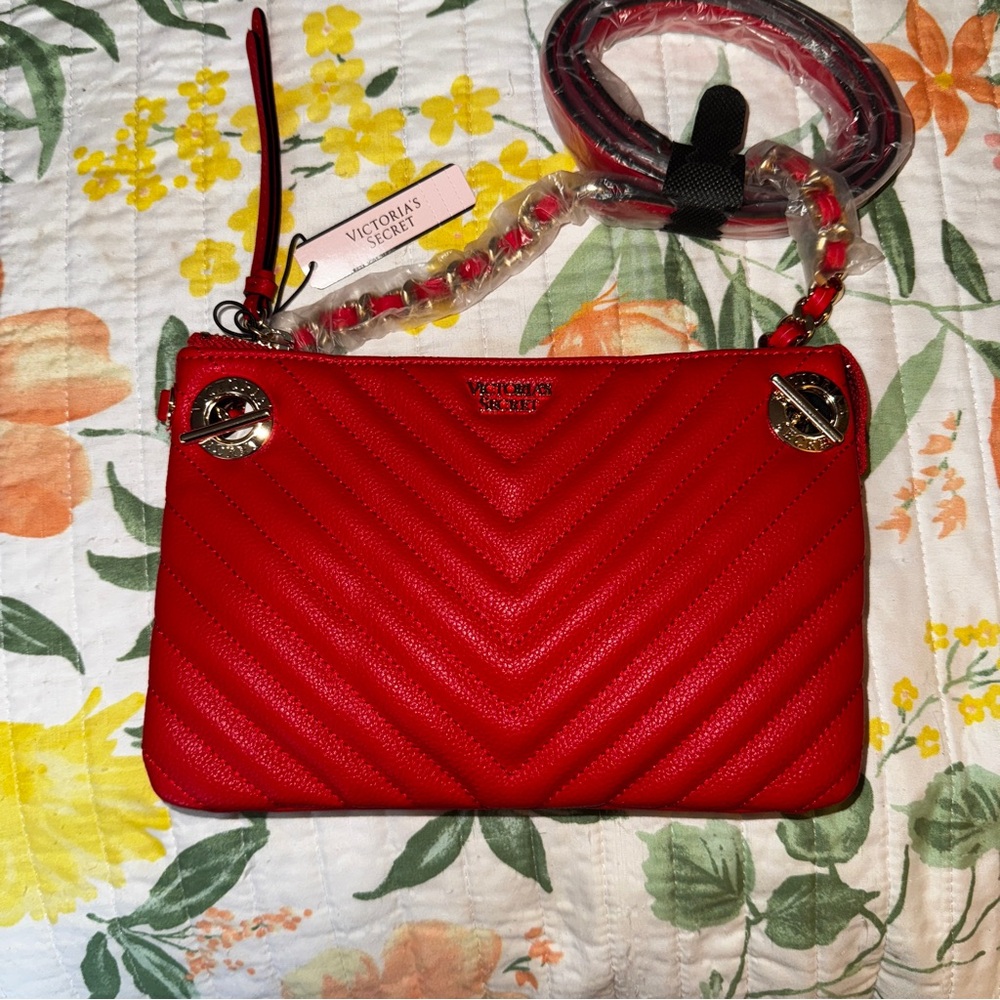 Victoria's Secret Red V-Quilt Crossbody Bag NWT